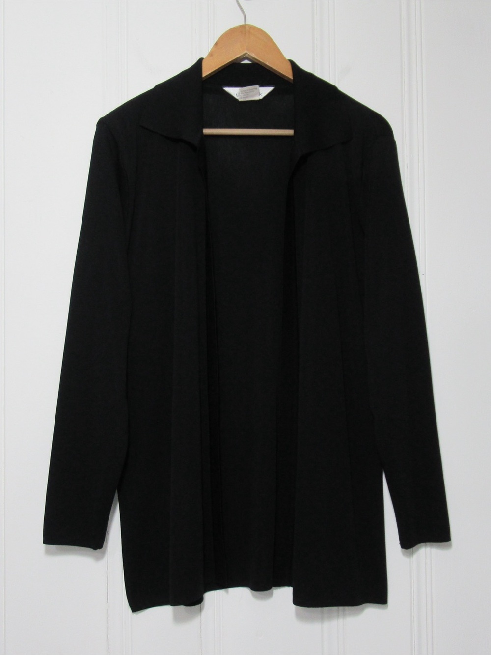 Exclusively Misook Black Open Front Cardigan Jacket Size Small